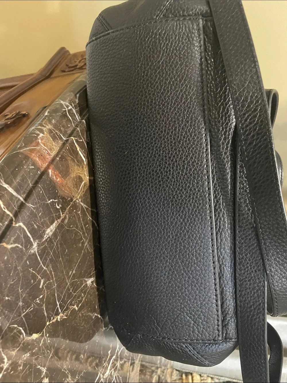 Michael Kors Black Pebble Leather Studded Backpack
